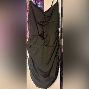 Elegant Black Ruched Dress